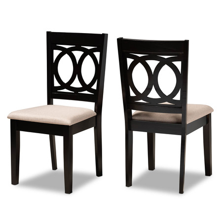 BAXTON STUDIO Lenoir Sand Upholstered Espresso Wood 2-Piece Dining Chair Set 162-10523